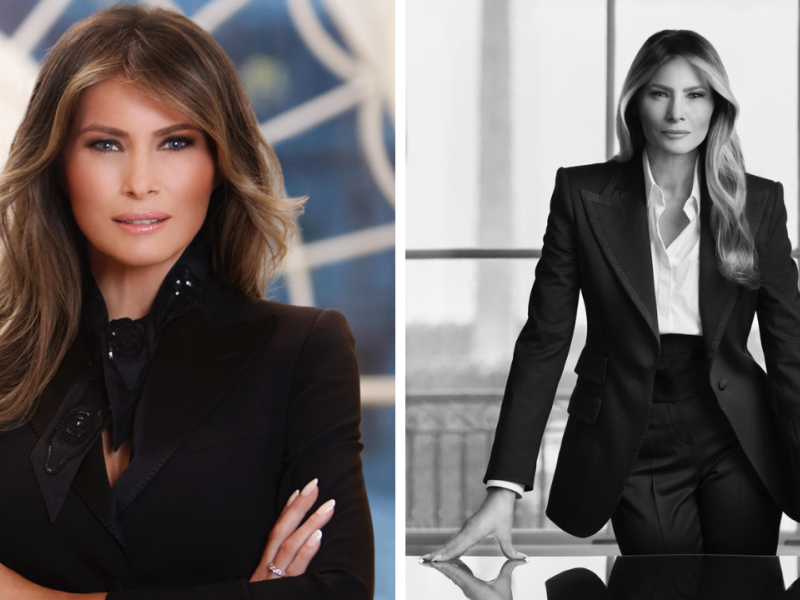 Retratos de Melania Trump durante los dos mandatos de su marido. De izquierda a derecha: 2017 y 2025