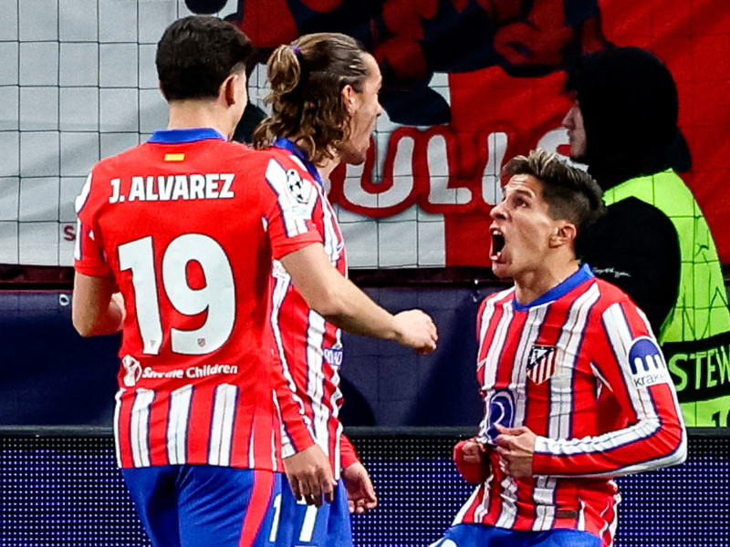 Giuliano celebra el primer gol del Atlético de Madrid frente al Salzburgo