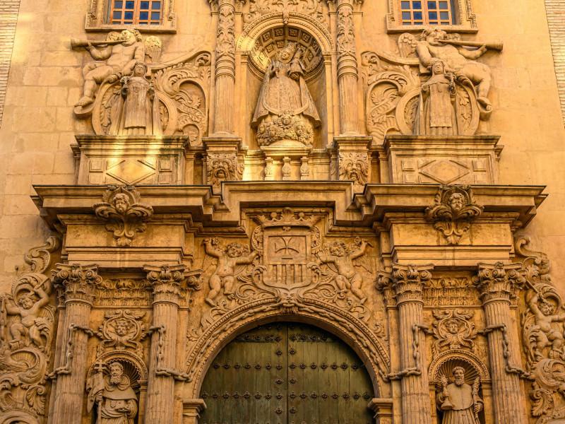 Murcia, España, Elemento arquitectónico medieval exterior de la Iglesia y Claustro de la Merced