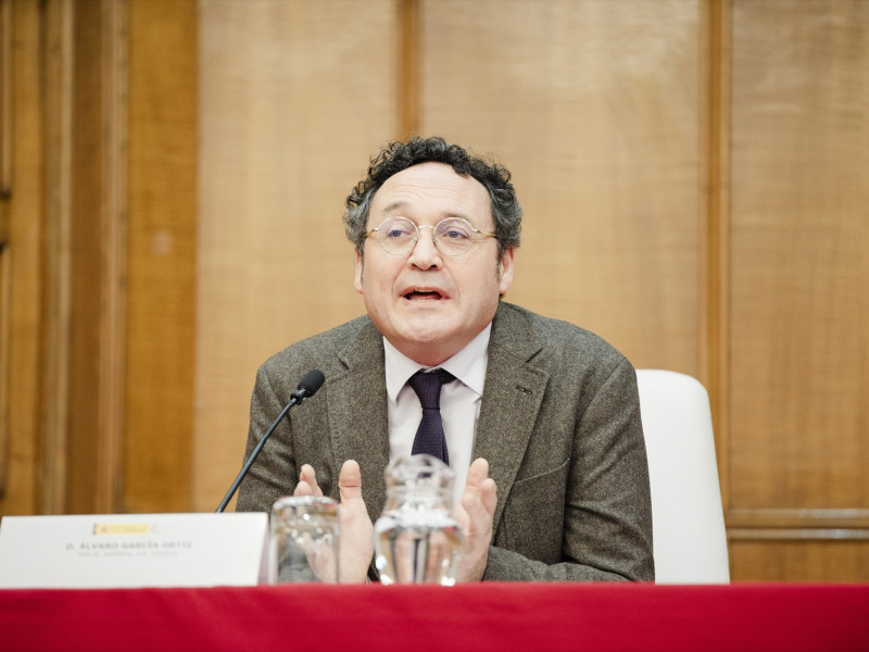 El Fiscal General del Estado, Álvaro García Ortiz, interviene durante la inauguración del curso de la 63ª promoción de acceso a la carrera fiscal