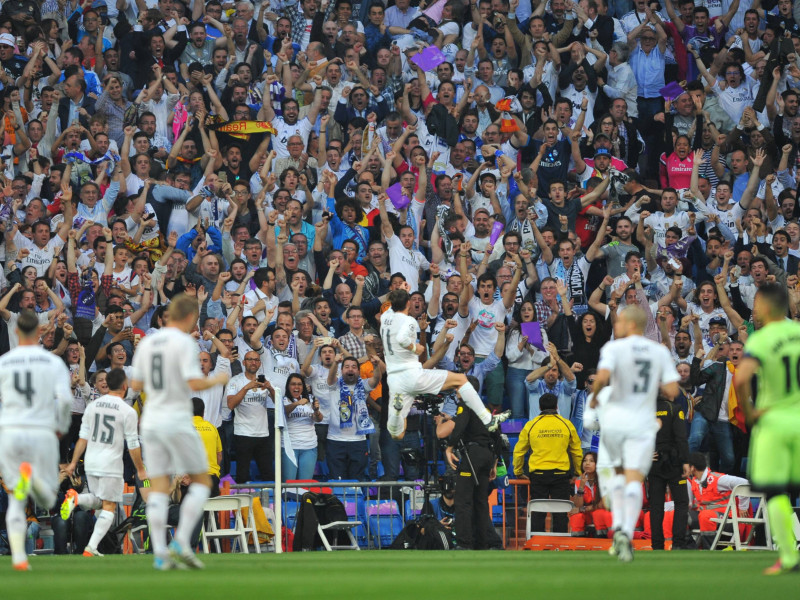 Bale celebra el gol ante el City que metió a su equipo en la final de la Champions League.