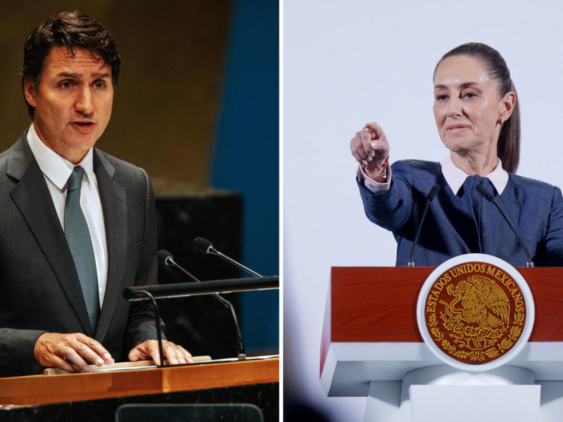 Justin Trudeau, primer ministrod e Canadá y Claudia Sheinbaum, presidenta de México