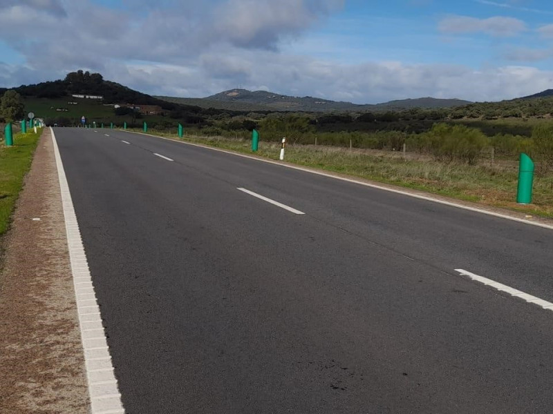 Balizas disuasorias en la carretera EX-206