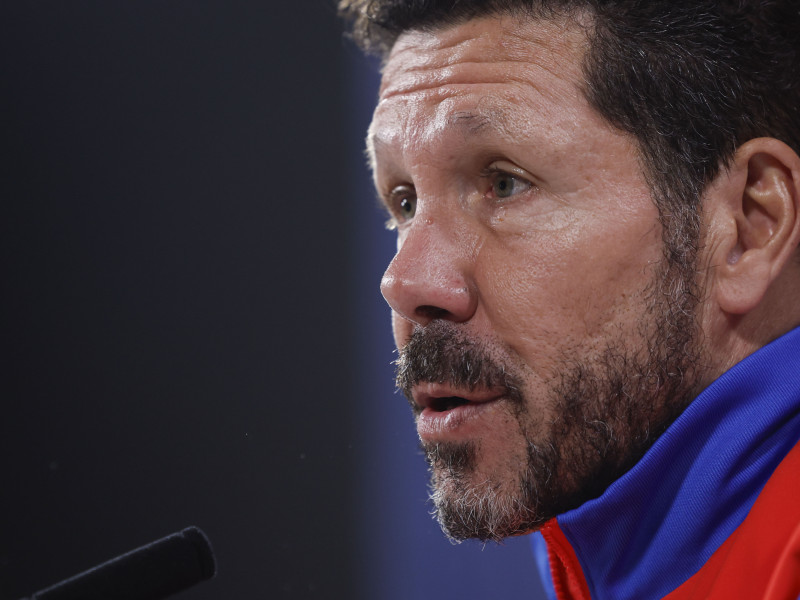 El técnico del Atlético de Madrid, Diego Simeone, en rueda de prensa