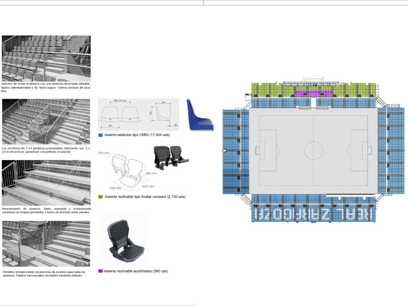 Detalles del estadio modular del Real Zaragoza