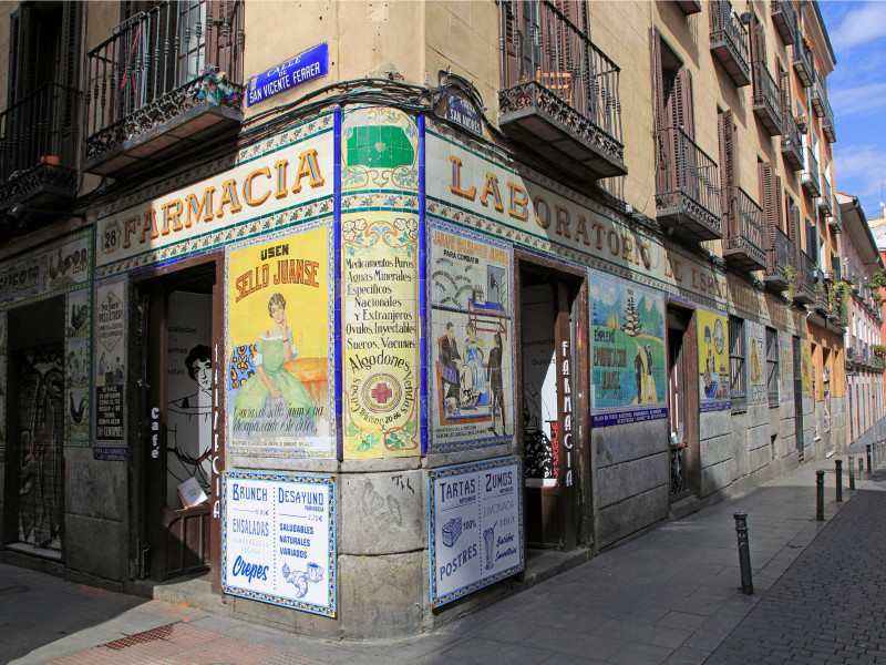 Laboratorio de Especialidades Café Farmacia, cafetería farmacia, barrio de Malasaña, Madrid