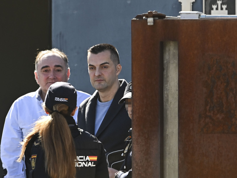 El hermano de Jenni Hermoso, Rafael Hermoso, a su salida de la sede de la Audiencia Nacional.