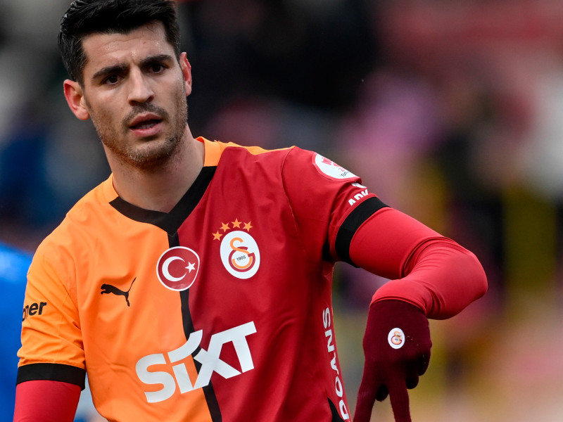 Álvaro Morata celebra su primer gol marcado con el Galatasaray como titular