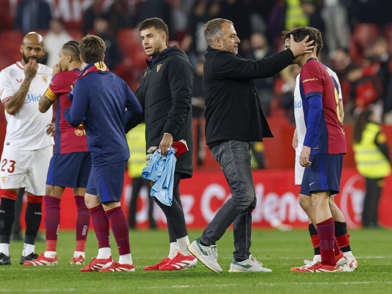 Hansi Flick, al término del encuentro entre el Sevilla y el Barça