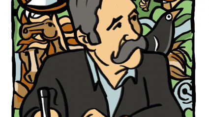 Ilustración de Xosé Vizoso para la Biblioteca Anxel Casal