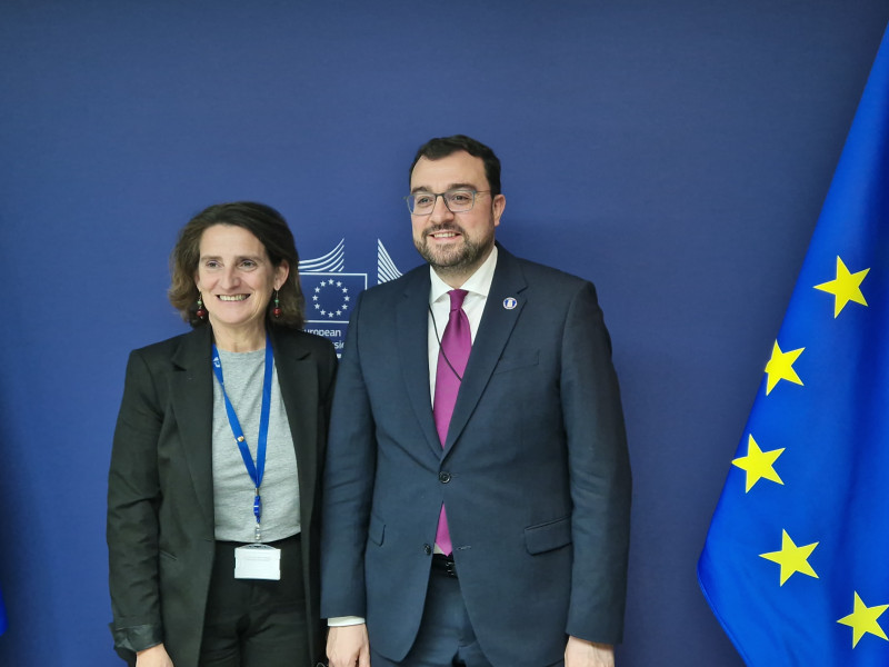 Teresa Ribera y Adrián Barbón en Estrasburgo