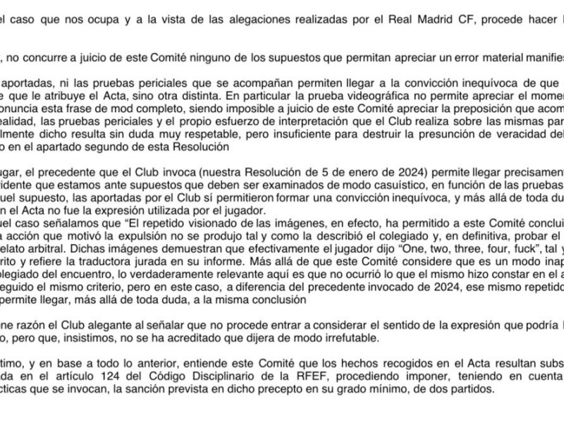 Competición no acepta el recurso del Real Madrid y sanciona a Bellingham.