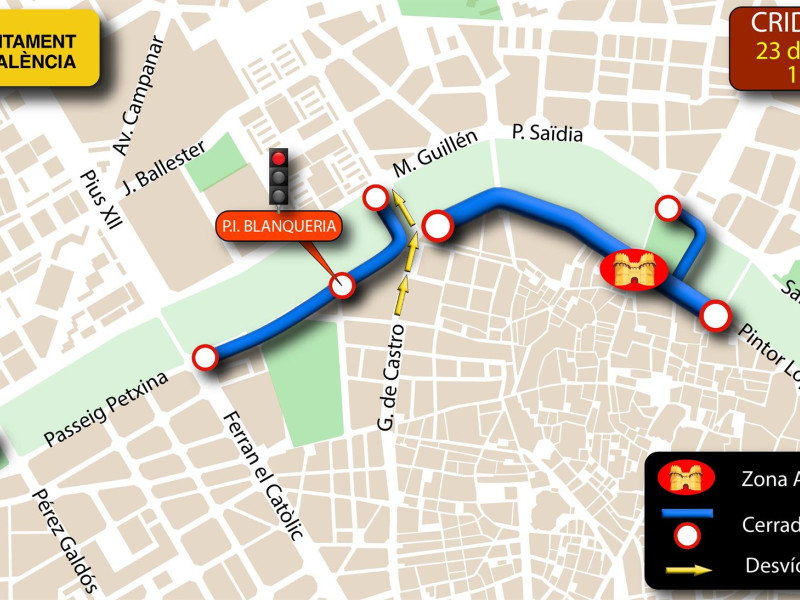 Cortes de calles durante la Crida - 2025