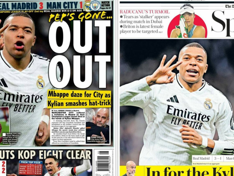 La prensa inglesa se rinde a Mbappé tras su hat-trick al City.