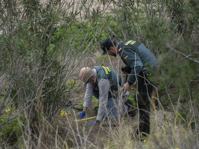 Agentes de la Guardia Civil en el lugar donde ha sido hallado muerto el exalcalde de Gandia, Arturo Torró, a 20 de febrero de 2025, en Xeresa, Valencia