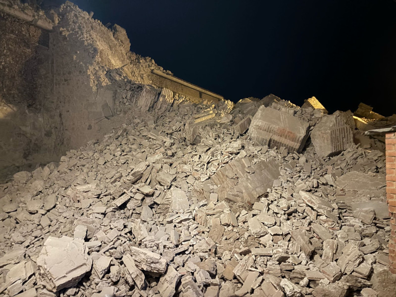 Se derrumba la torre de la Iglesia de la Asunción en Viguera sin causar heridos