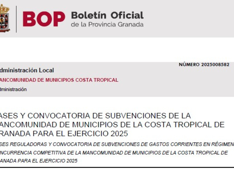 Mancomunidad de Municipios de la Costa Tropical vuelve a convocar subvenciones para promoción