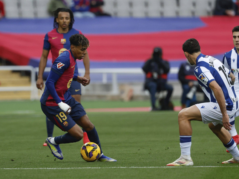 Lamine Yamal, durante el Barcelona-Real Sociedad