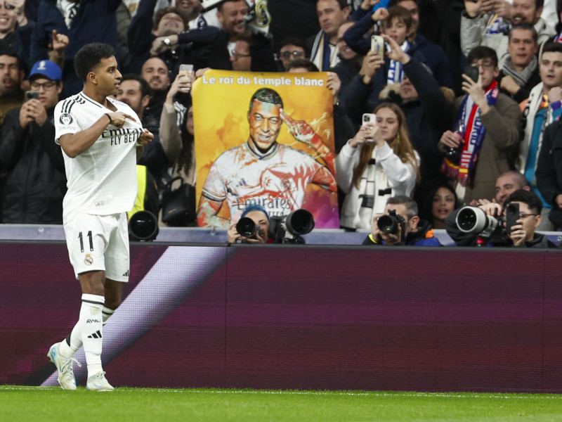 Rodrygo celebra el 1-0 en el Real Madrid - Atlético