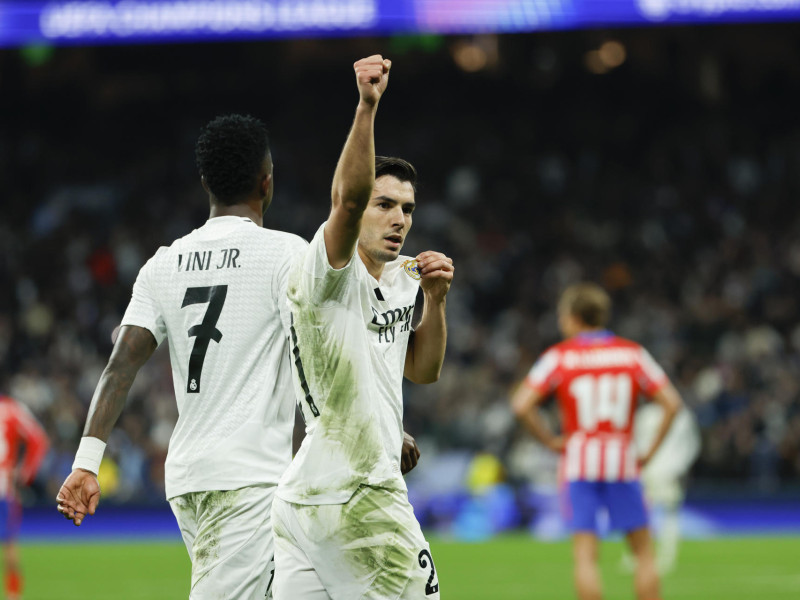 Brahim celebra el gol en el Real Madrid 2 - Atlético de Madrid 1