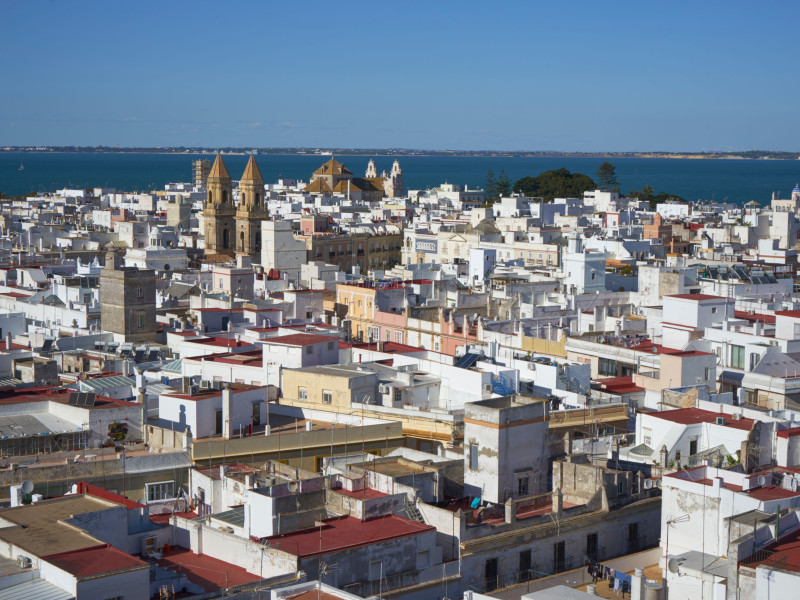 Cádiz, Andalucía, España, vista de la ciudad desde la Torre Tavira