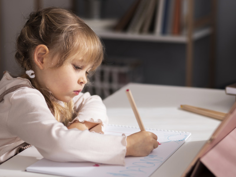 Niña estudiando