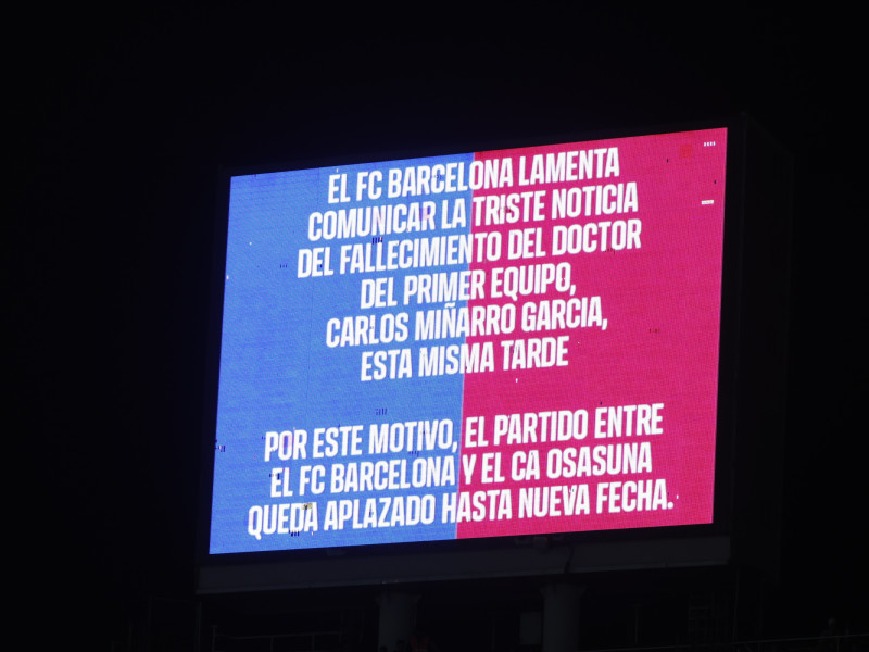 El anuncio del Barcelona del fallecimiento del doctor Miñarro antes del partido ante Osasuna