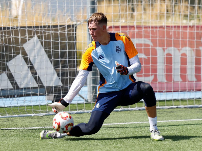 Illia Voloshyn, en un entrenamiento con el Real Madrid