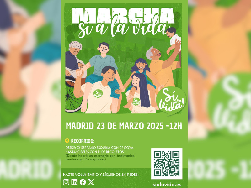 La Plataforma Sí a la Vida celebra el Día Internacional de la Vida el 23 de marzo con una Marcha que recorrerá el centro de Madrid