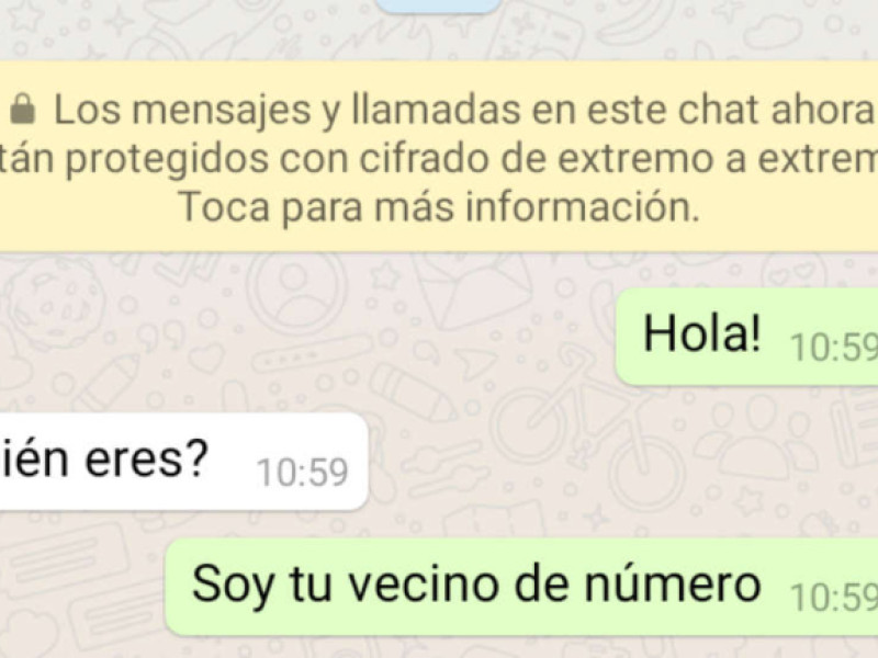 Mensaje de cifrado en un chat de WhatsApp