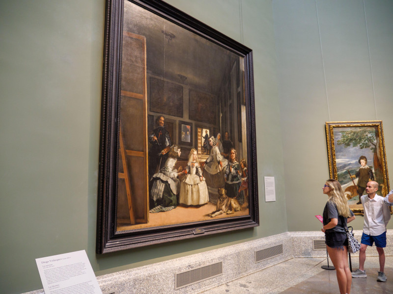 Pintura de Las Meninas de Diego Velázquez en la galería de arte del Museo del Prado, Madrid