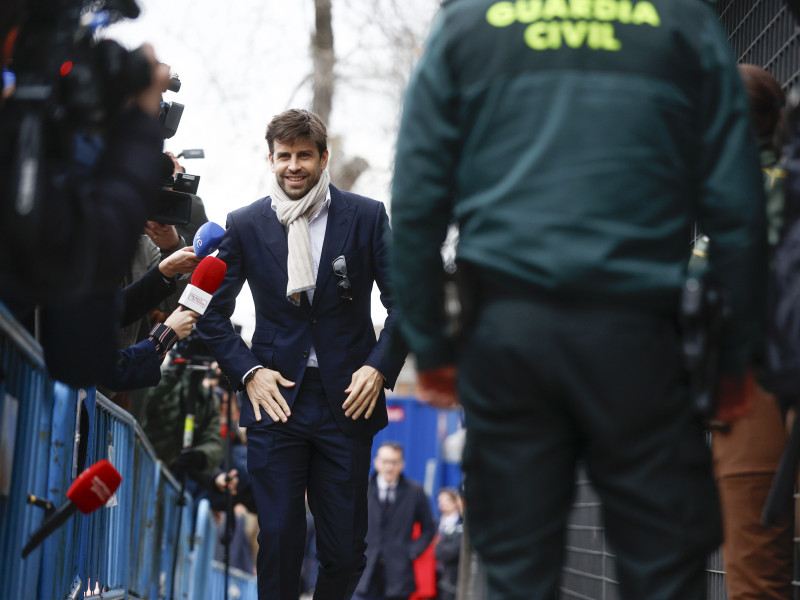 El exjugador del FC Barcelona Gerard Piqué, a su llegada para comparece en un juzgado de Majadahonda.