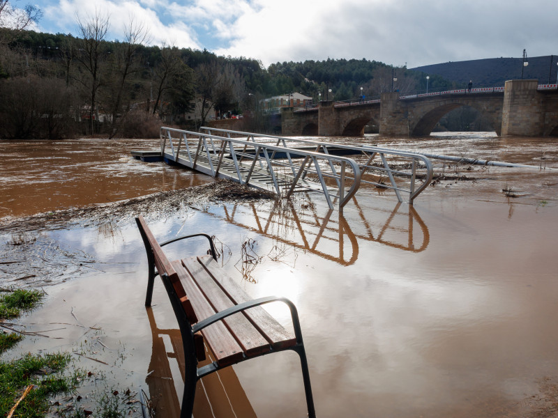 Crecida del río Duero a su paso por Soria capital