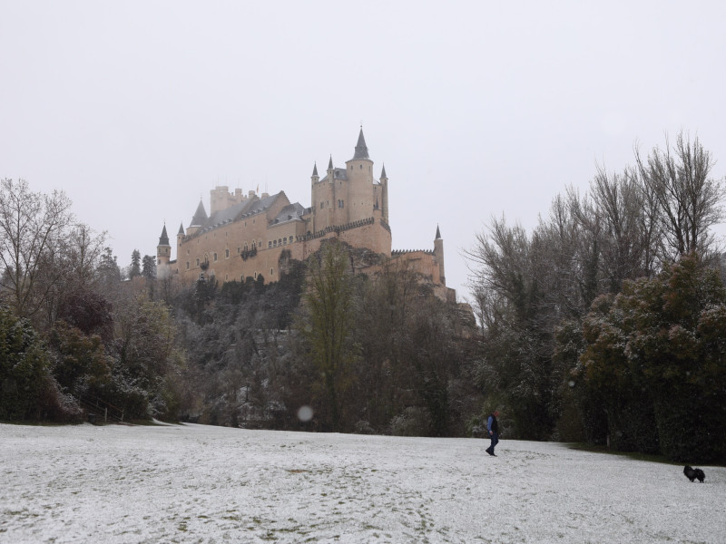 El Alcázar de Segovia en un día de nieve