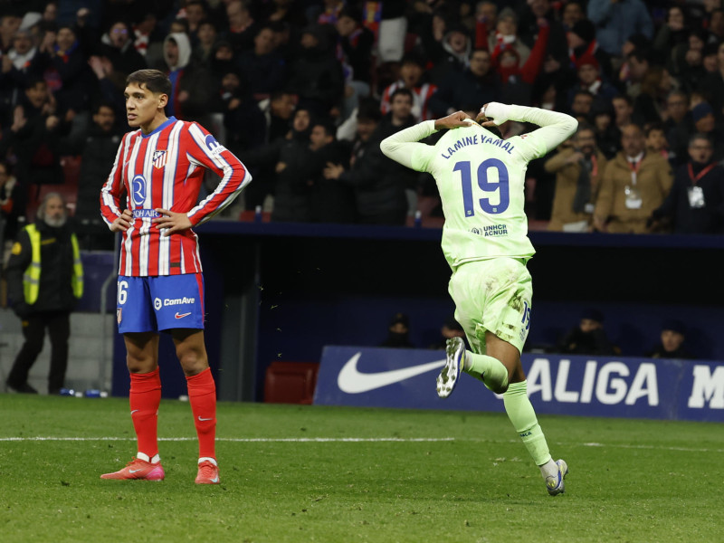 Lamine Yamal celebra su gol en el Atlético de Madrid - Barcelona