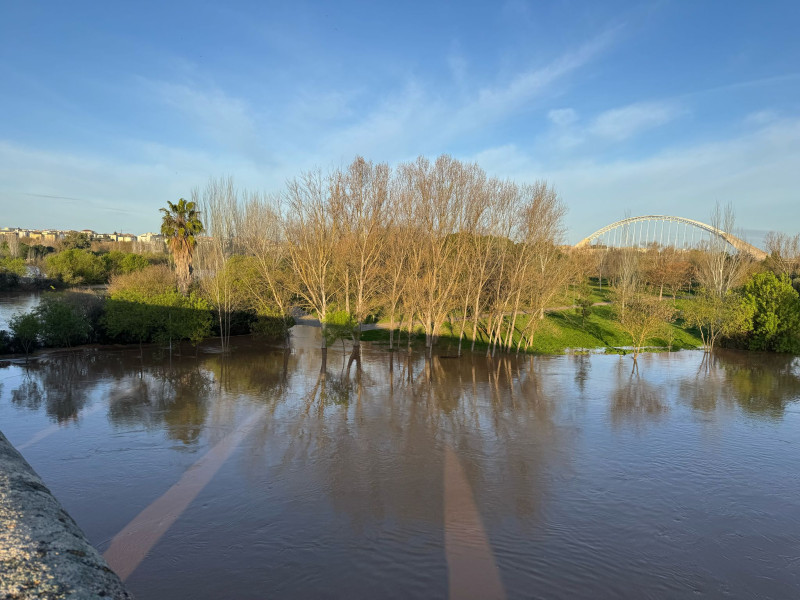 Crecida del río Guadiana a su paso por Mérida