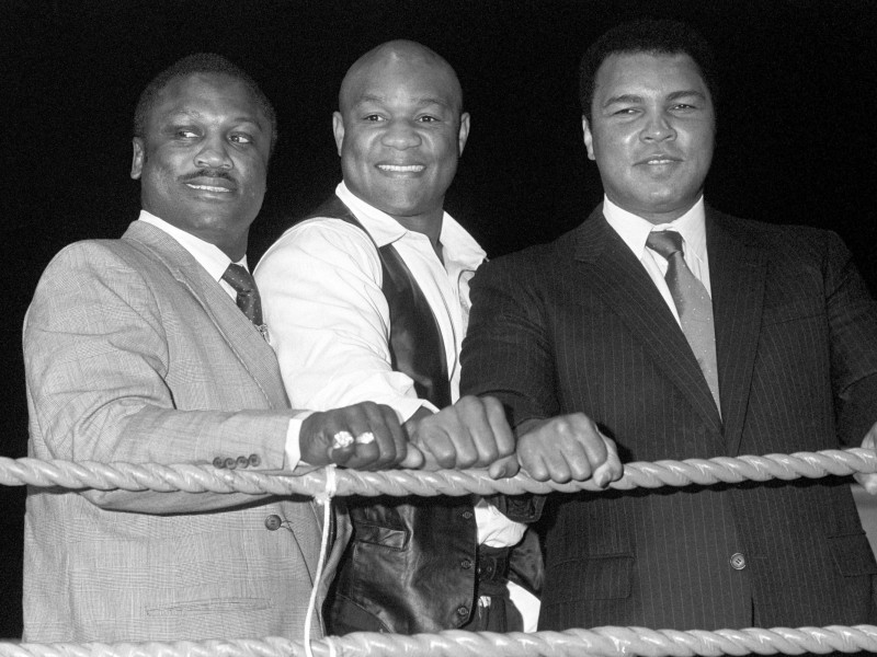 Joe Frazier, George Foreman y Muhammad Ali