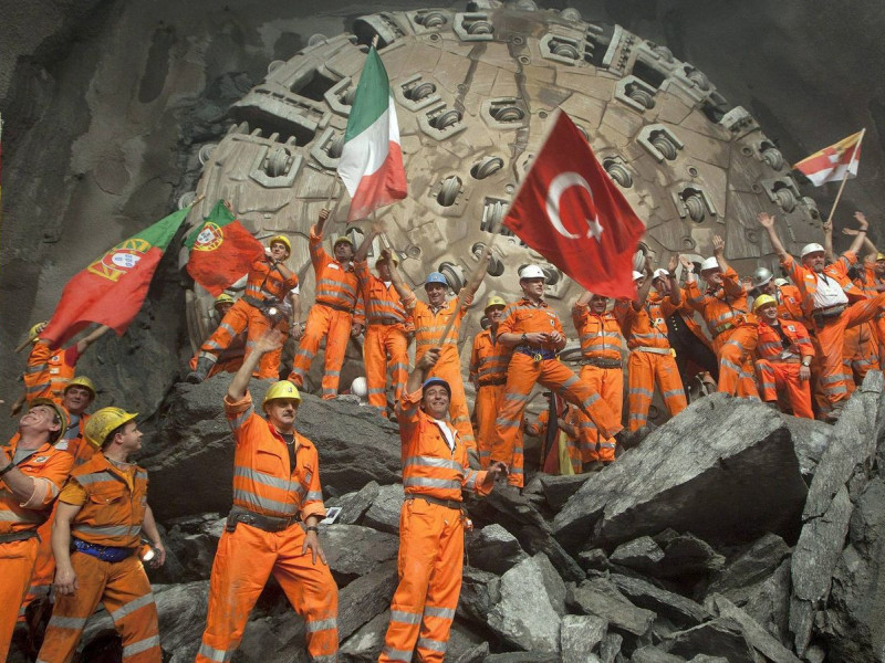 Trabajadores del túnel de San Gotardo