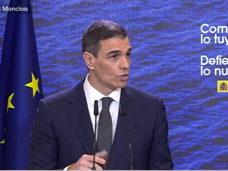 Pantallazo comparecencia de Pedro Sánchez sobre los aranceles de Trump
