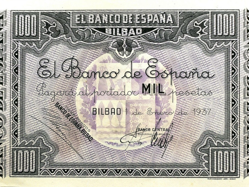 Un billete de mil pesetas vascas