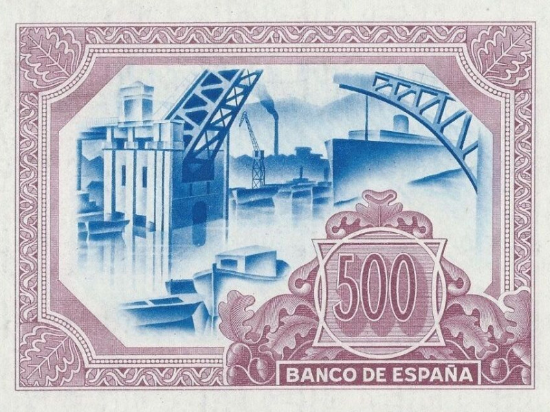 El reverso de un billete de 500 pesetas vascas
