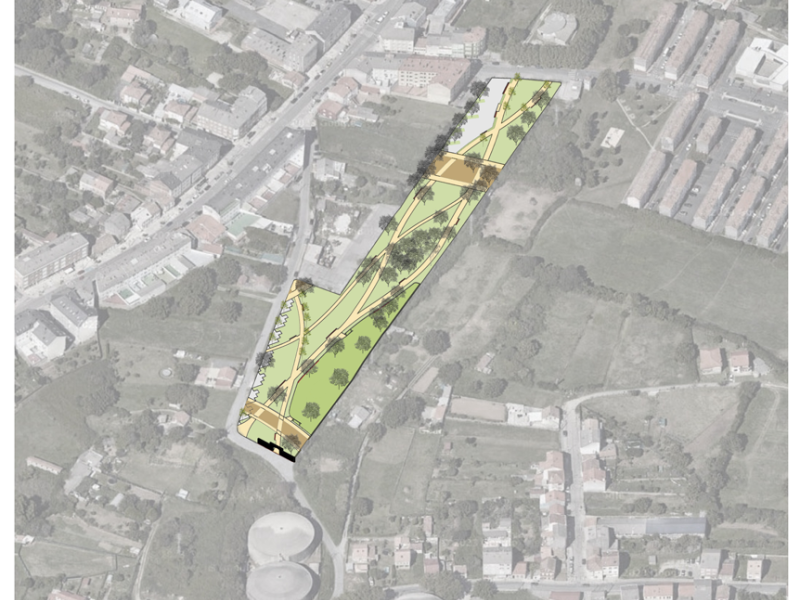 Zona en la que se va a construir el parque canino y el pulmón verde, en Catabois, Ferrol