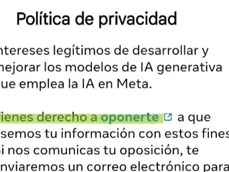 Pantalla para seleccionar opción de OPONERSE