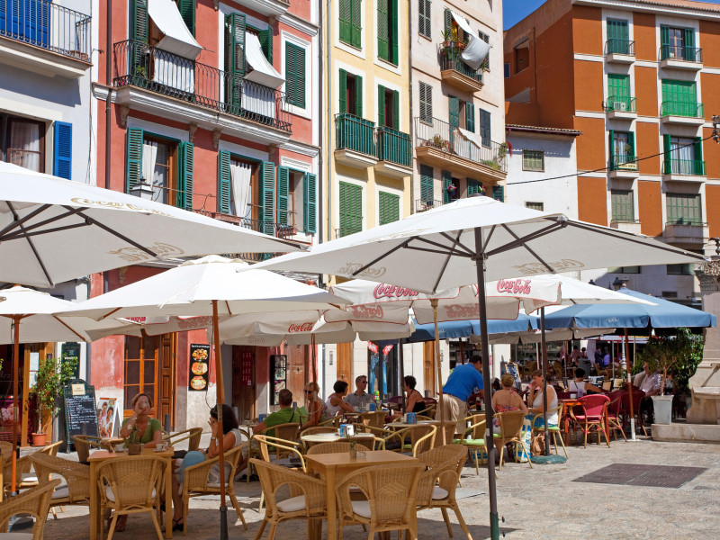 Cafetería en el casco antiguo de Palma, Mallorca, Palma de Mallorca, Islas Baleares