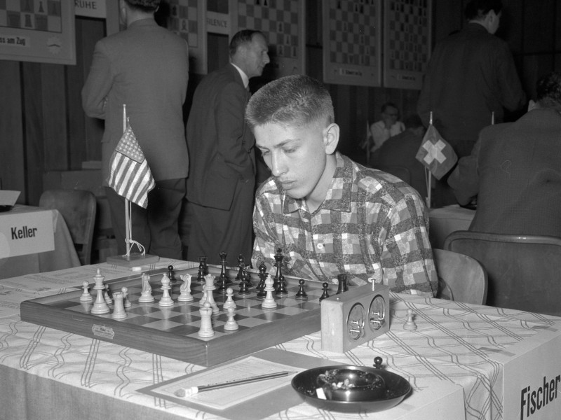 Bobby Fischer, a los 16 años, en un Torneo en Zúrich, Suiza.