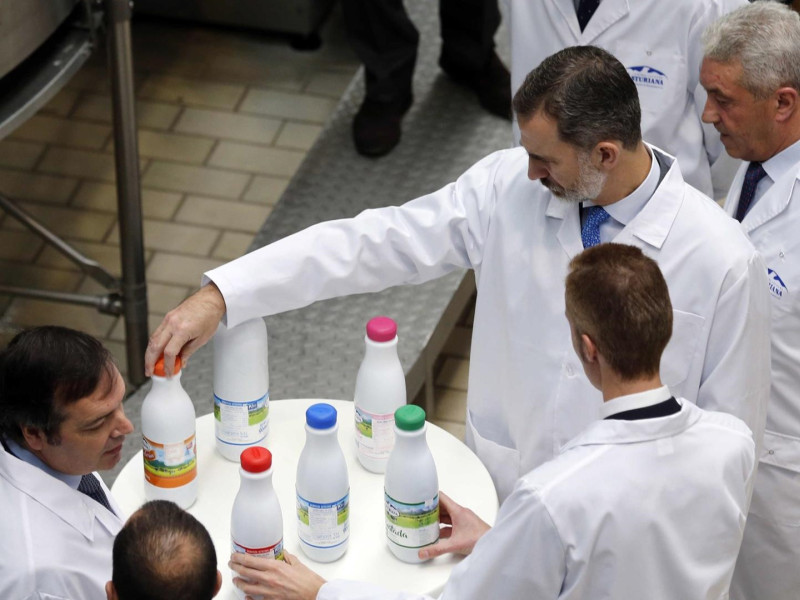 El Rey Felipe, en las instalaciones de Central Lechera Asturiana