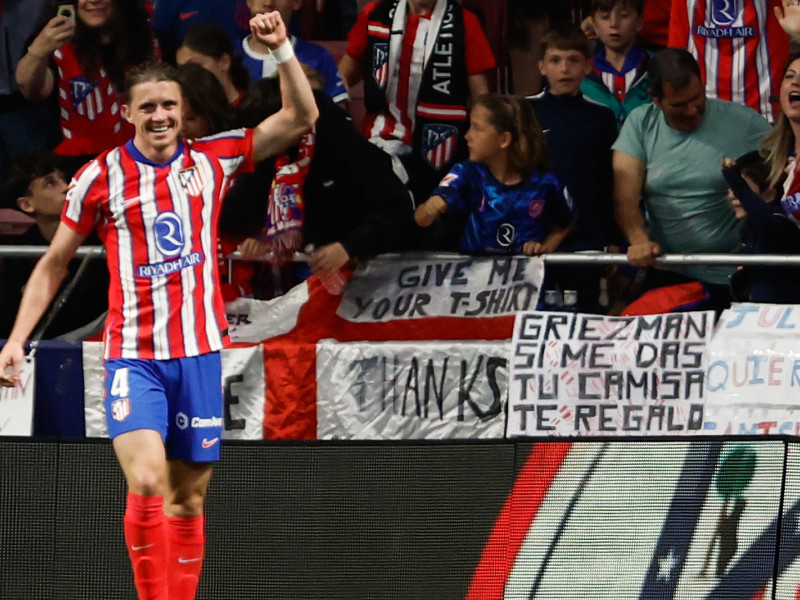 Gallagher celebra el gol marcado para el Atlético de Madrid frente al Rayo Vallecano