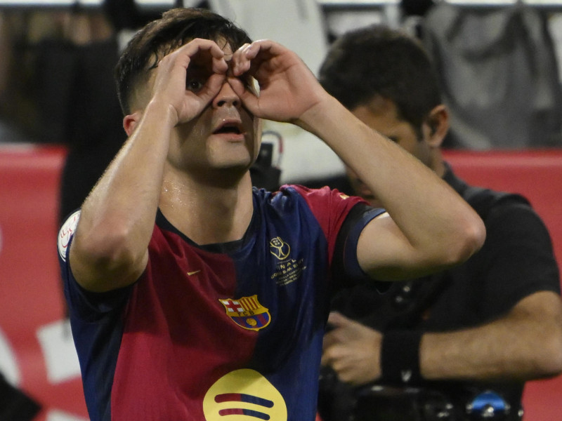 Pedri celebra su gol durante la final de la Copa del Rey