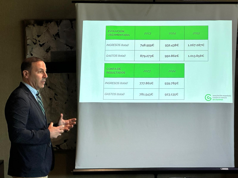 El presidente de la AECC de Ourense, Germán Rodríguez-Saá, presenta los datos en Allariz