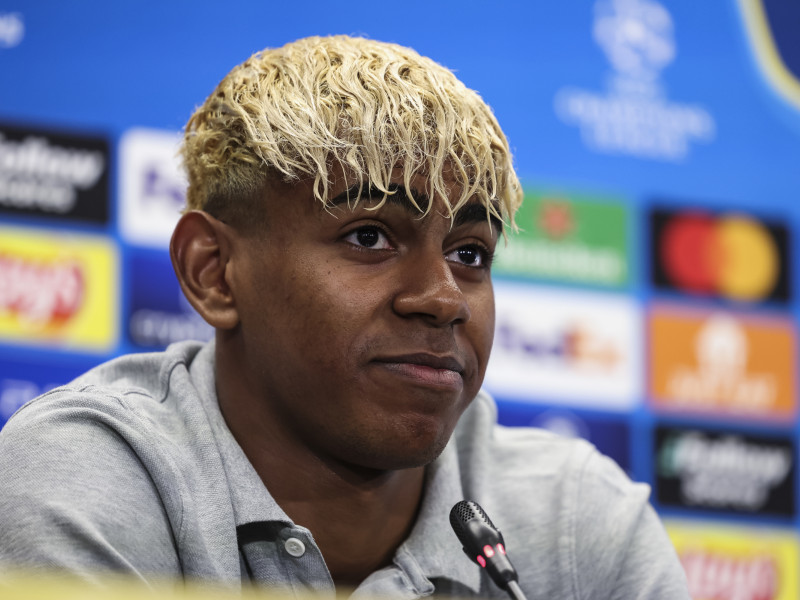 Lamine Yamal, en la rueda de prensa previa al partido ante el Inter
